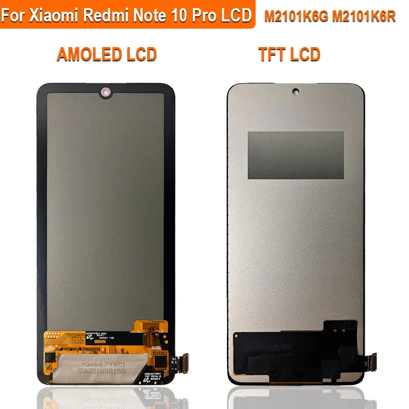 레드미 노트용 슈퍼 AMOLED LCD 터치 스크린 디지타이저 어셈블리, 레드미 노트 10 프로 LCD M2101K6G M2101K6R LCD, 6.67 인치