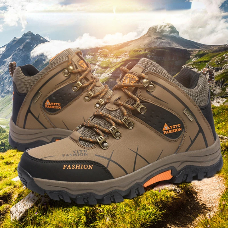 

WTEMPO Men's Winter Snow Boots Waterproof Leather Sports Super Warm Men's Boots Outdoor Men's Hiking Boots Work Travel Shoes