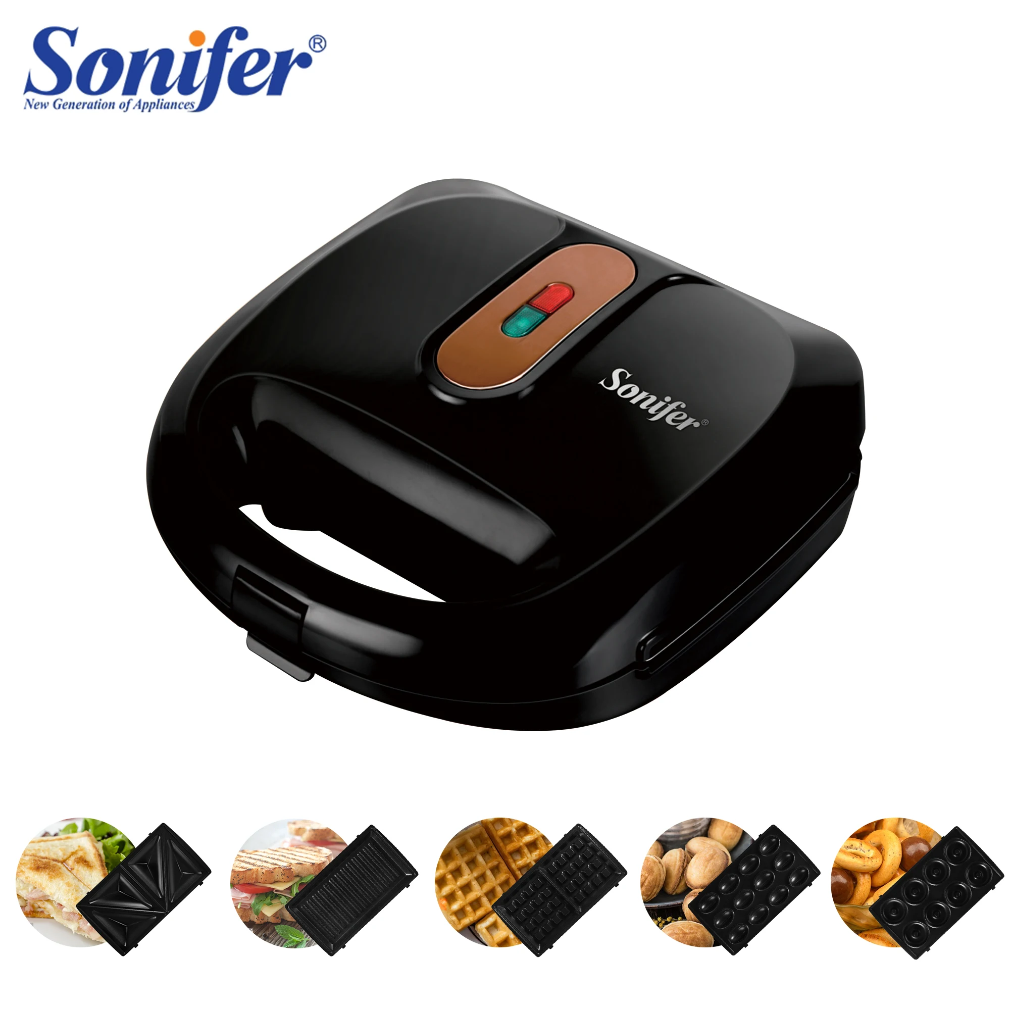 Electric Waffle Maker 5 In 1 Sandwich Maker Cooking Kitchen Appliances