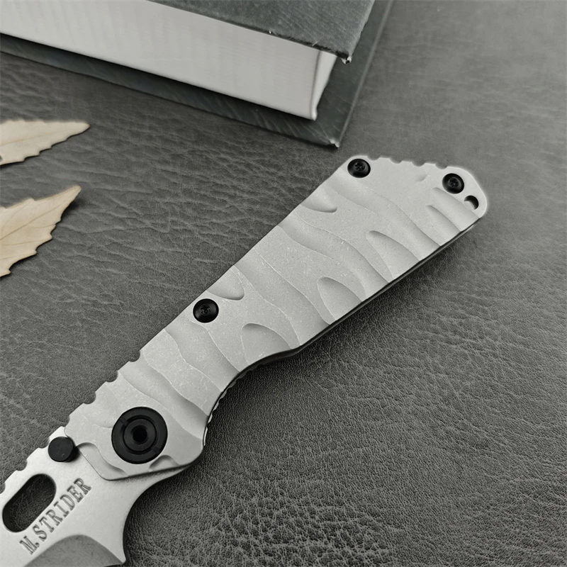 Camping Outdoor Survival Strider Enterer Titanium Alloy Wave Handle Folding Knife TC4 Titanium Alloy Handle EDC 6