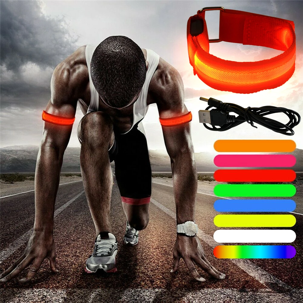 USB LED Luminous Night Lauf Armband Armband Outdoor Sport Reflektierende  Sicherheit Gürtel Armband Arm Band Radfahren Warnung Licht - AliExpress