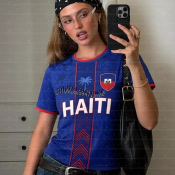 2026 Haiti Soccer Jersey Women Men Sports T-Shirts Brasil Flag Street Plus Size Soccer Jerseys Unisex Graphic plus size T Shirts 1