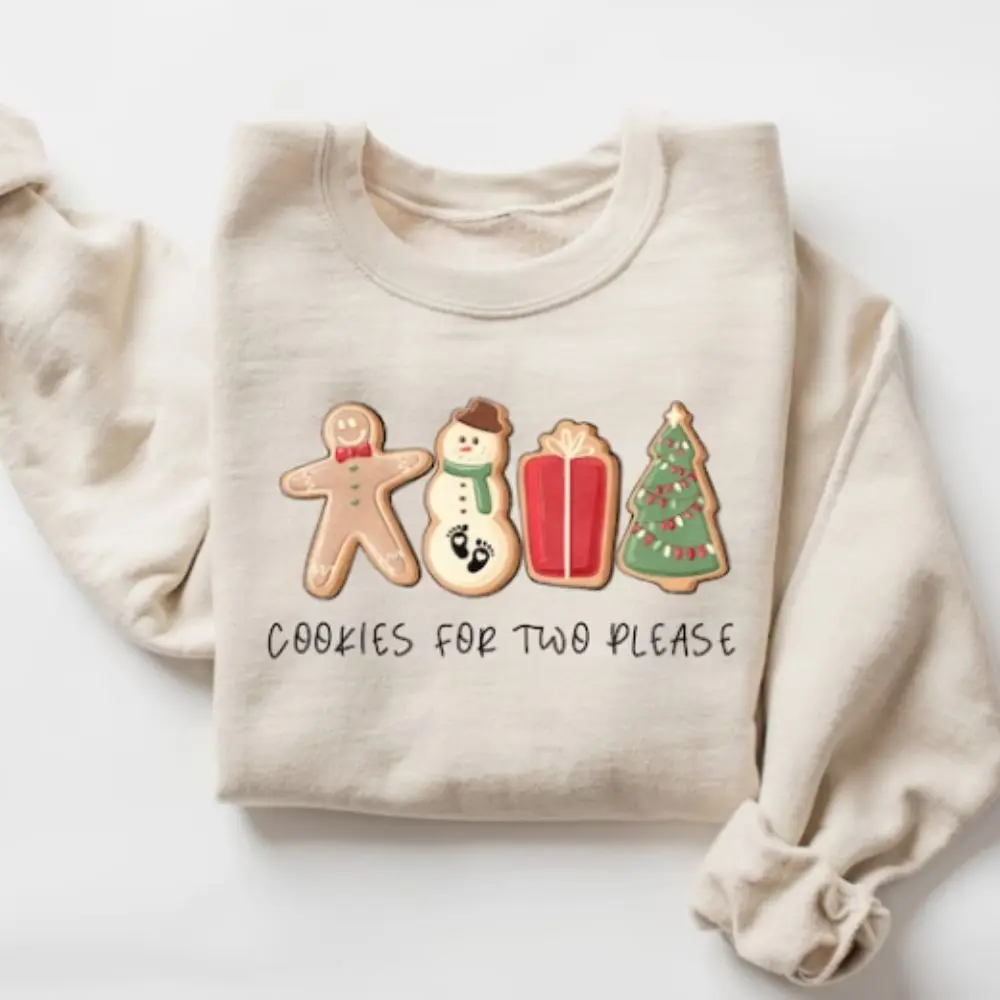 Christmas Cookies For Christmas Pullover Stitch Sweatshirt for Girls Funny Round Neck Women's Casual Cotton y2k Clothing