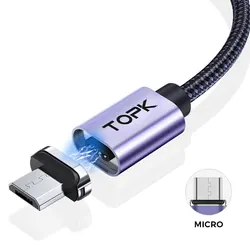 Magnetic Fast-Charge LED Cable with Universal Connectors - 1m(3.3ft) (Micro USB Grey)