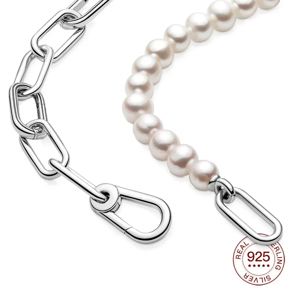 2024 New 925 Sterling Silver Pearl Bracelet Necklace Fit Original Me Charming Women LOVED Jewelry Gift