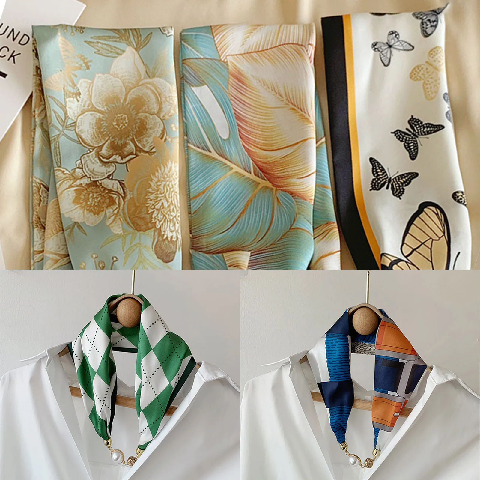 Printed Silk Women's Head Scarf Breathable Comfortable Fabric Shawl Scarf for Daily Casual Shopping Dating Wear 2