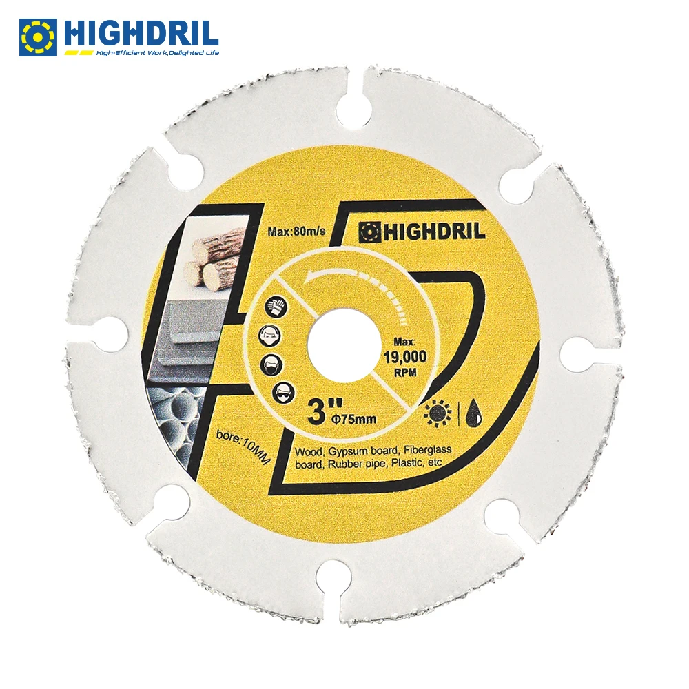 HIGHDRIL 1/2/3pcs 3 inchs Dia 75mm Mini Saw BladeTile Cutting Marble Cutting Disc for Wood plastic Rubber Pipe fachlich 3pcs 85mm diamond cutting wood disc set plastic circular saw blader cut plate rubber pvc pipe arbor15 10mm dry cutter