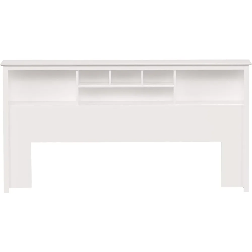 King Size Bed Headboard: Stylish White King Headboard with Bookcase for Size Beds
