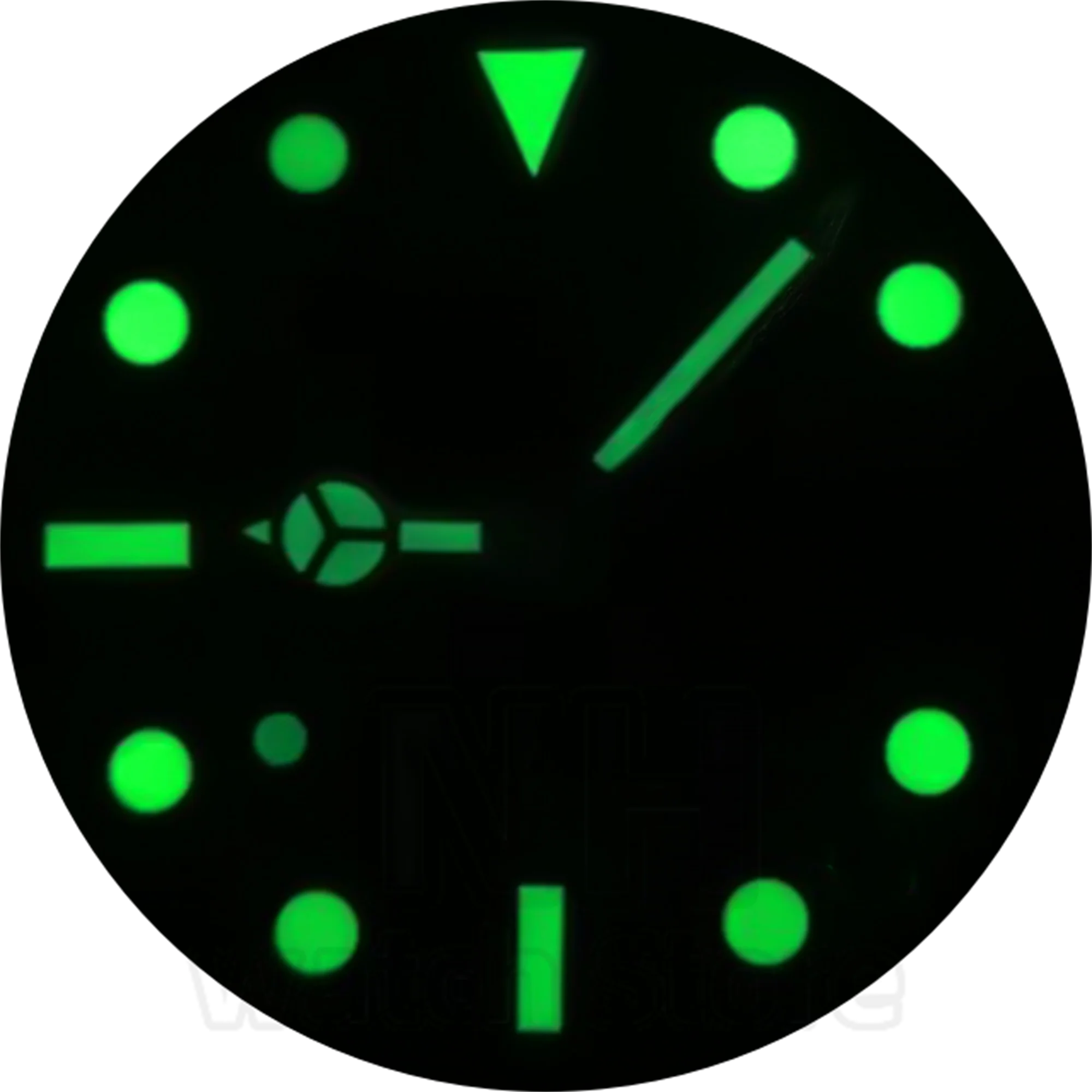 29mm Black & White Watch Dial with Green Luminous Hands - Matte & Glossy Finish