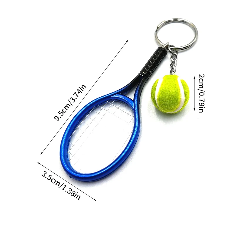 Tennis Keychain Alloy Tennis Raclet Ball Split Ring Keychain For Sport Lovers Team Sports Bag Chain Pendant