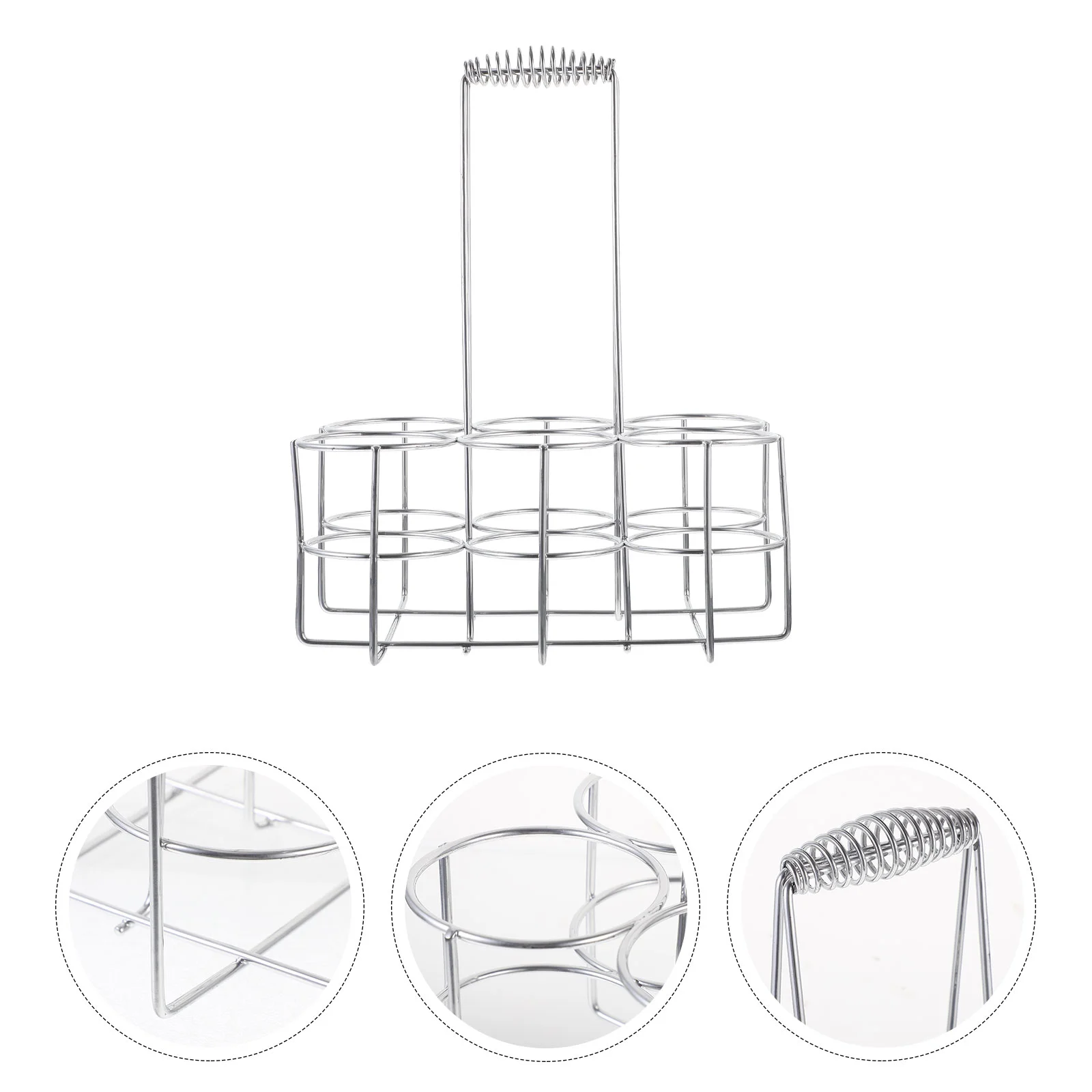 

6 Slots Beer Can Server Handheld Holder for Bar Bottle Rack Metal Restaurant
