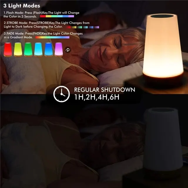 Table Lamp Bedside Lamp For Bedroom 13 Color Changing Touch Night Light RGB Remote Dimmable USB Rechargeable Portable Room Light 3
