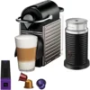 Breville Nespresso Pixie Single-Serve Espresso Machine in Electric Titanium and Aeroccino Milk Frother in Black 1