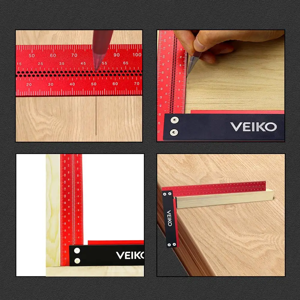 VEIKO-LS Woodworking 90 Degree 300mm 12 inch Precision L Square Measurement Ruler for Measuring and Marking Woodworking