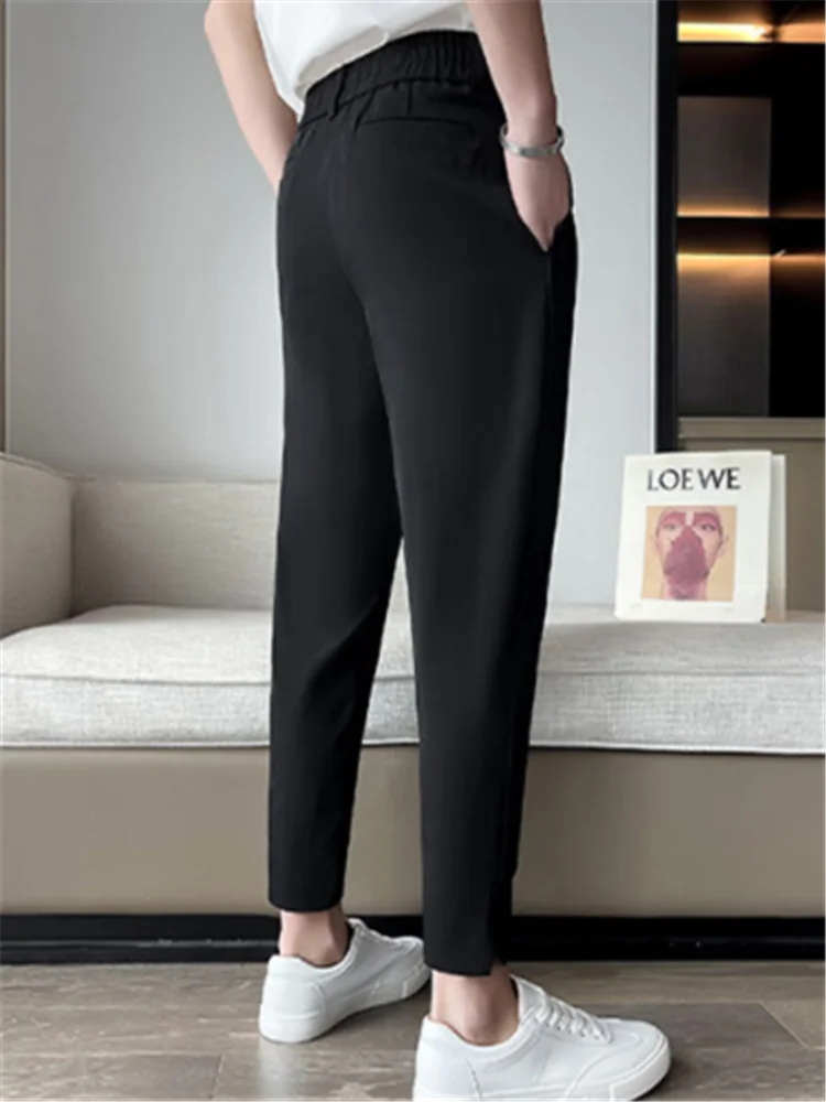 Elegant Casual Blazer Pants Men Korean Fashion Slim Formal Trousers Male Black Dress Pants Classic Suit White Harem suit pants men pants
