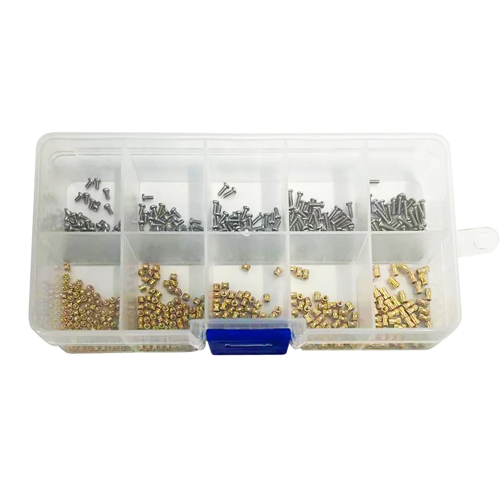 M1 M1.4 M1.6 M1.7 Heat Threaded Brass Insert Nut 304 Stainless Steel Screw Set Hot Melt Knurled Embedded Copper Nut Bolt Kit