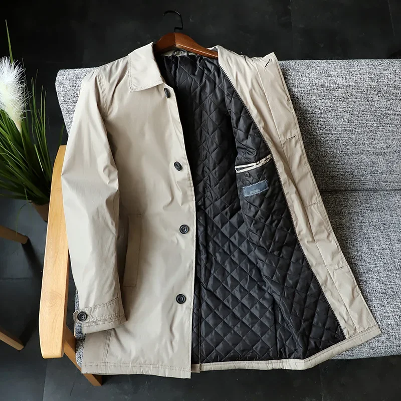 Men Clothing Waterproof and Tear-resistant Autumn Winter Japanese Style Quilted Warm Men's Mid-length Trench Coat trench coat