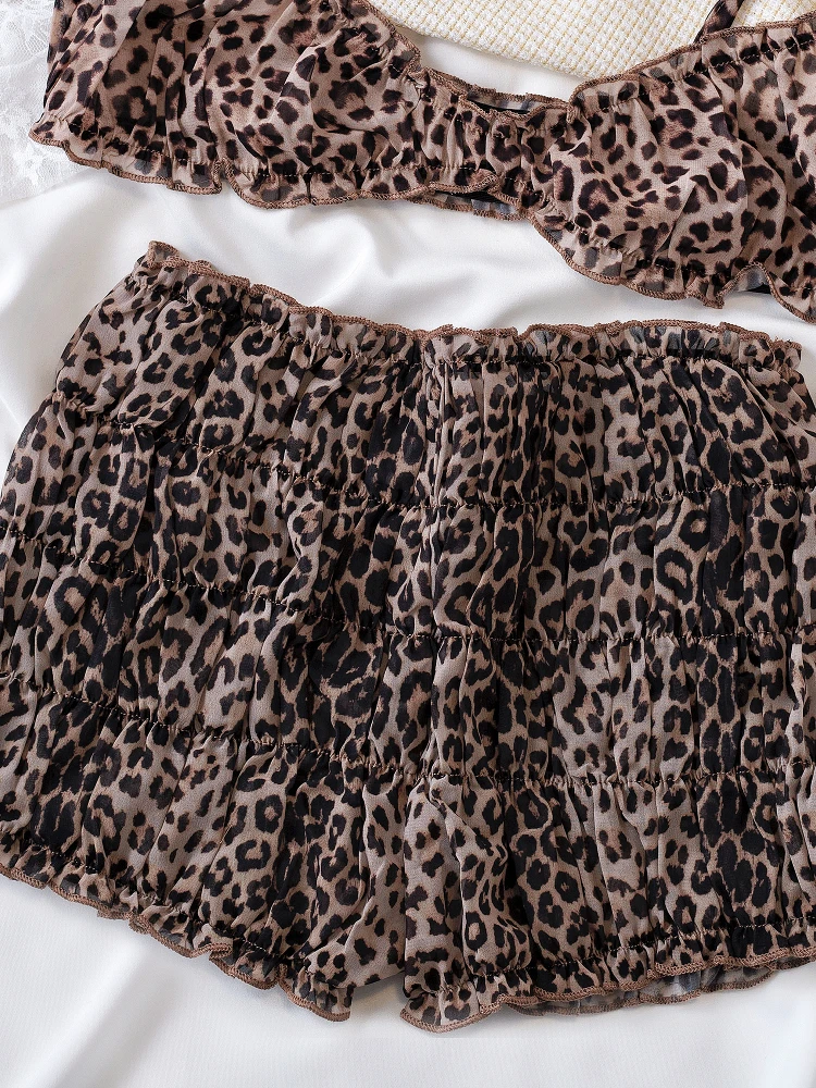 Street Leopard Print Camisole Underwear Tank Top Sexy Hottie Style Lingerie Set Bra Women Bralette