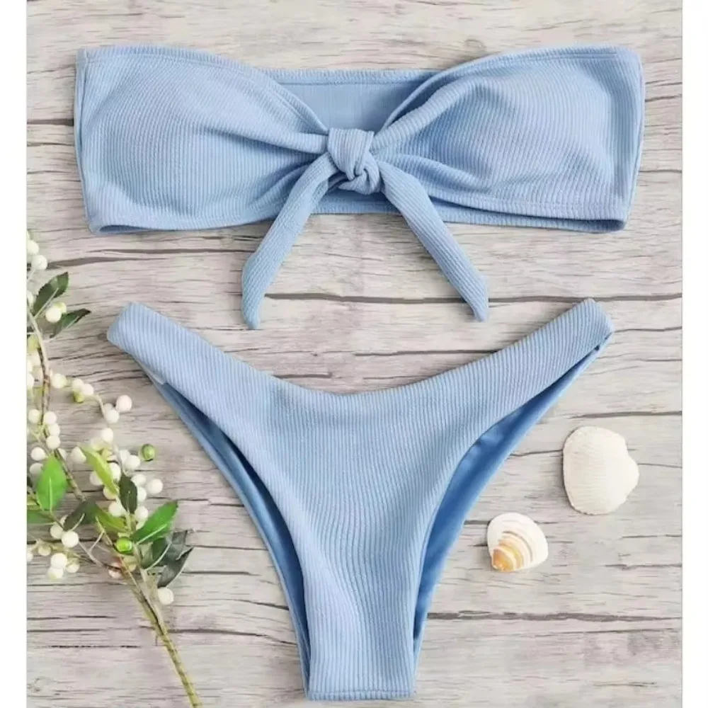 Alluring Low Waisted Thong Swimwear - Solid Color Brazilian Beachwear