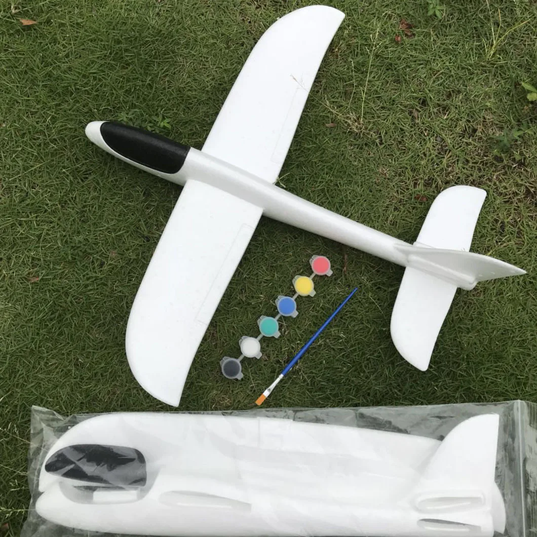 

Kids Outdoor Sports Toys White Foam Airplane Toy Model With Stickers Colorful Hand-thrown Aircraft Kids Painting Creative Toys