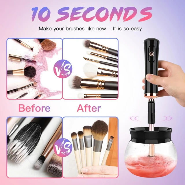 Professional Makeup Brush Cleaner Machine - Efficiently Clean and Sanitize Brushes of All Sizes - Fast & Easy Solution for Quick 3