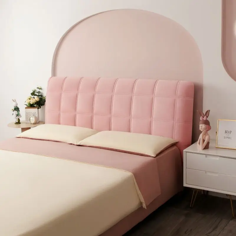 All-inclusive headboard cover Soft velvet thicken elastic quilted dust-proof bed head cover bed back protector