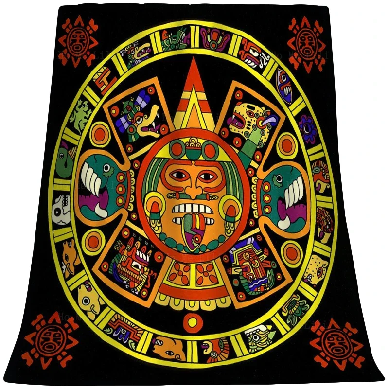 

Mandala Azteca Calendar Stone Cartoon Figure Submarine Soft Cozy Flannel Blanket By Ho Me Lili Suitable For Four Seasons