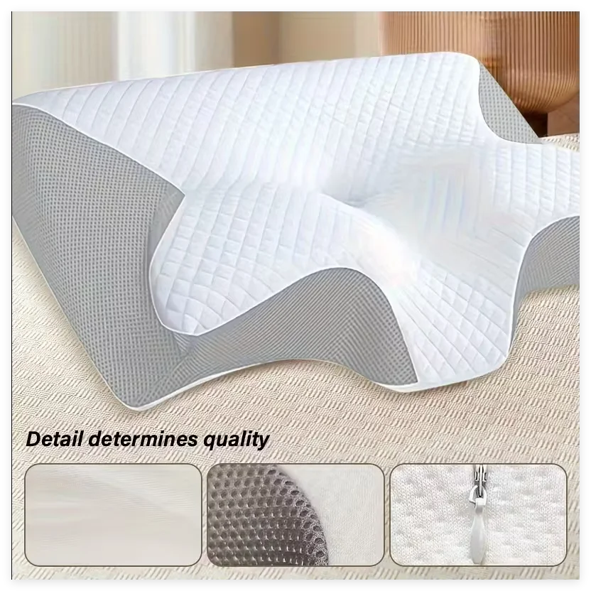 Ergonomic Memory Foam Neck Relief Pillow with Removable Cover