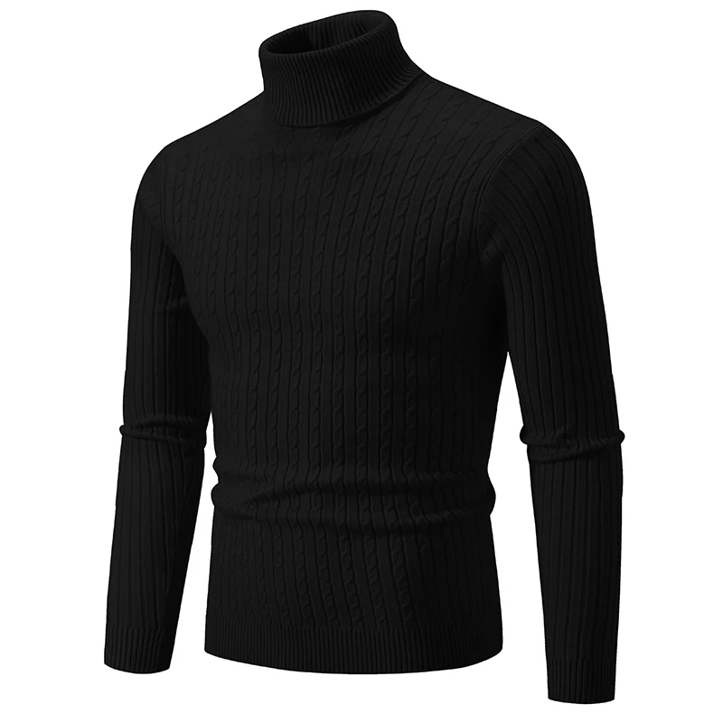 Neue männer High Neck Pullover Einfarbig Pullover Gestrickte Warme Casual Rollkragen Sweatware Woolen Herren Winter Outdoor Tops