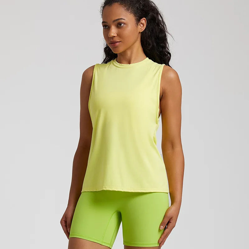 

2023LU Loose Fit Sports Tank Top Women's Running Long Free Shipping Cover Up Fitness Yoga Sleeveless T Blood Customizable Logo.