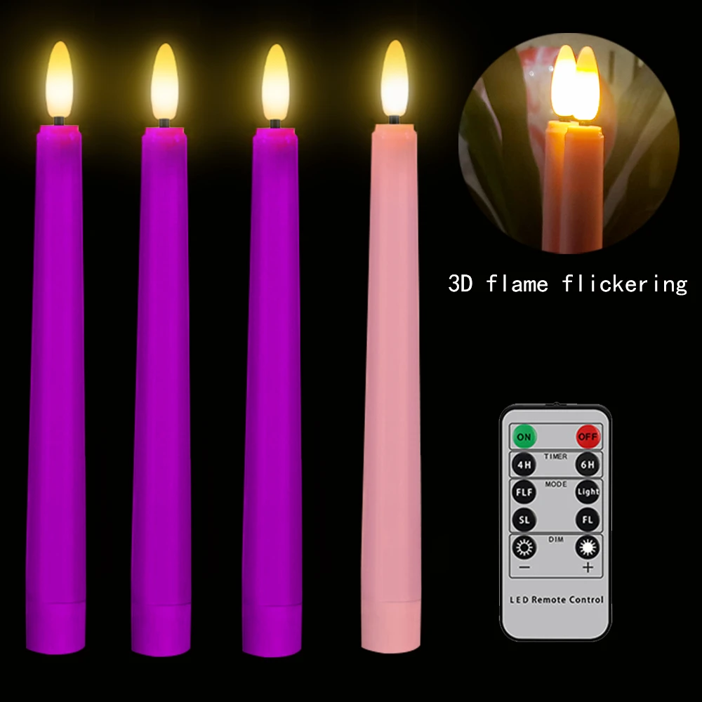 LED Candle With Flickering Flames And Timer Remote Battery Operated