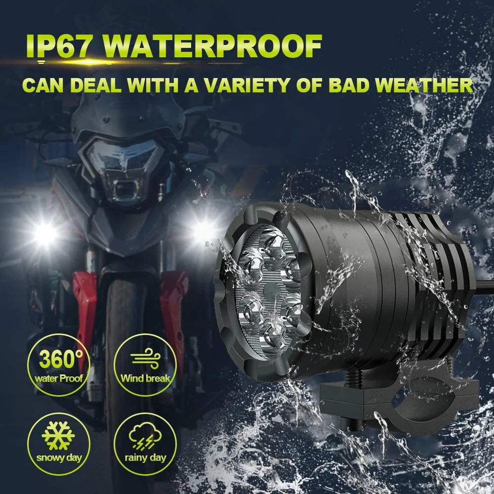 motorcycle led lights 60W Motorcycle LED Headlight Spotlight Universal Moto Spotlight Additional LED Auxiliary Faro Moto Assemblie Lamp