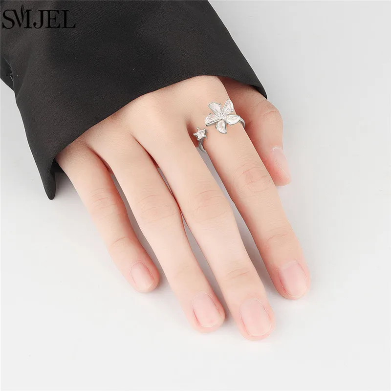 Fidget Spinner Ring Rotating Anxiety Daisy Flower Knuckle Ring for Women Spinner Boho Floral Plants Anti Stress Wedding