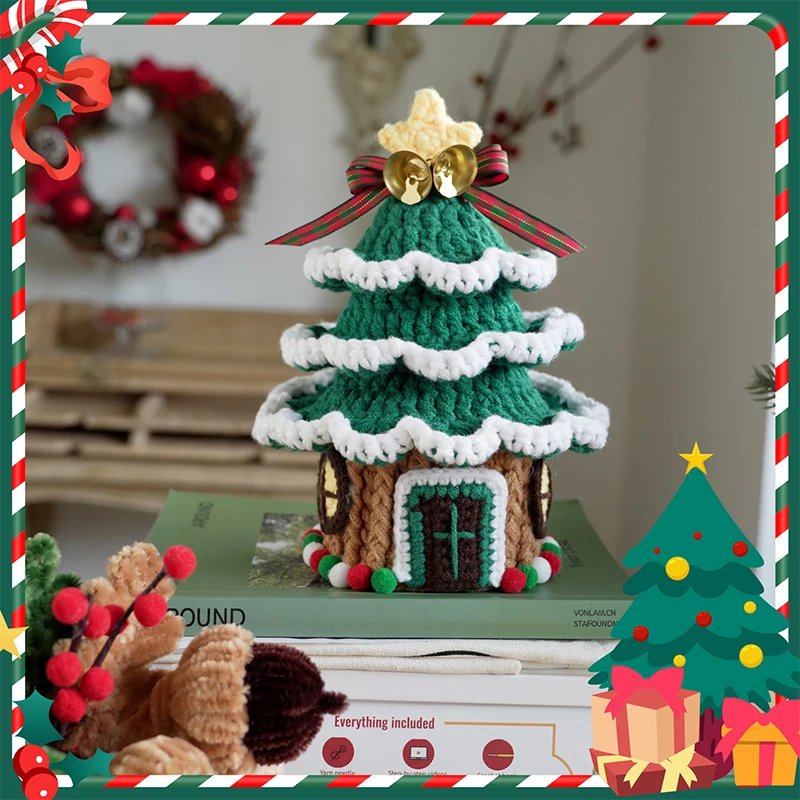 IMZAY Unfinished Christmas Knitting Material Package Yarns Step-by-Step Video Tutorials Crochet Kit DIY Beginners