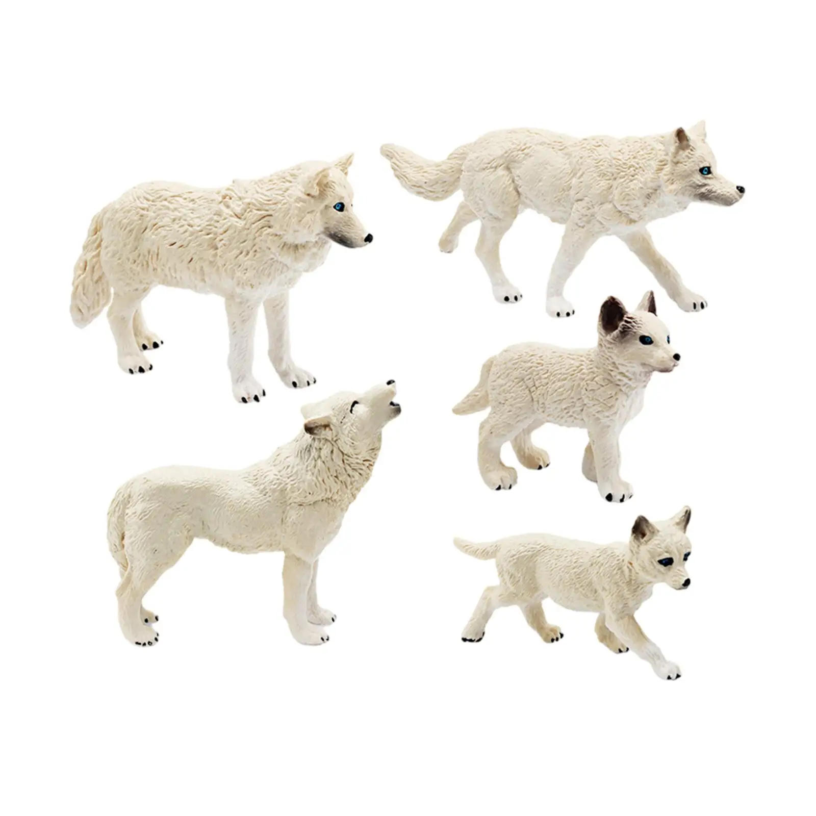 

5Pcs Wolf Toy Figurines White Wolf Playset Model Realistic Wildlife Animal Statue for Party Gifts