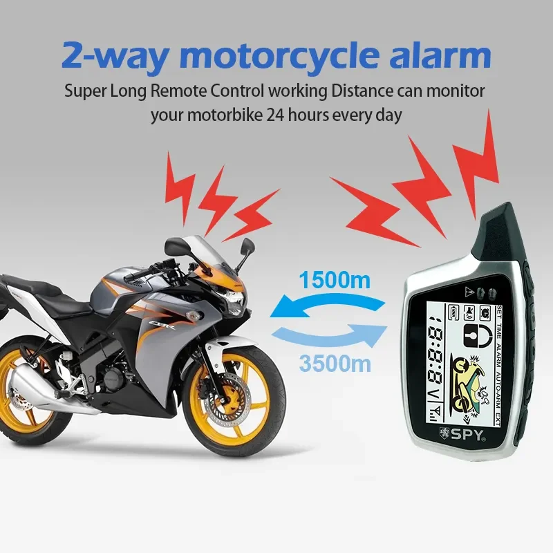 Motorcycle Alarm System Full Anti-hijacking Kit Remote Start Security Anti-theft Remote Control