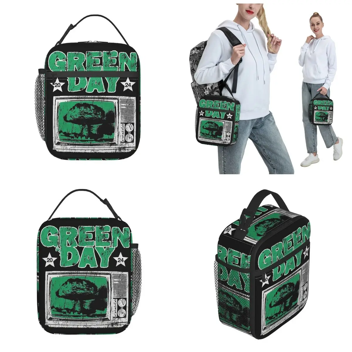 Green Day Rock Band Tour Insulated Lunch Bag For Travel Saviors Tour Storage Food Boxes Leakproof Cooler Thermal Lunch Box