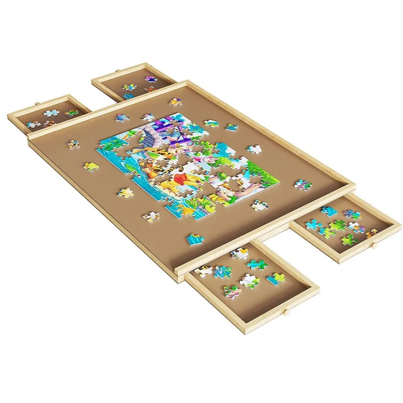Wooden Puzzle Table with Drawers - Perfect for 1000 Piece Puzzles and Fidget Toys 3