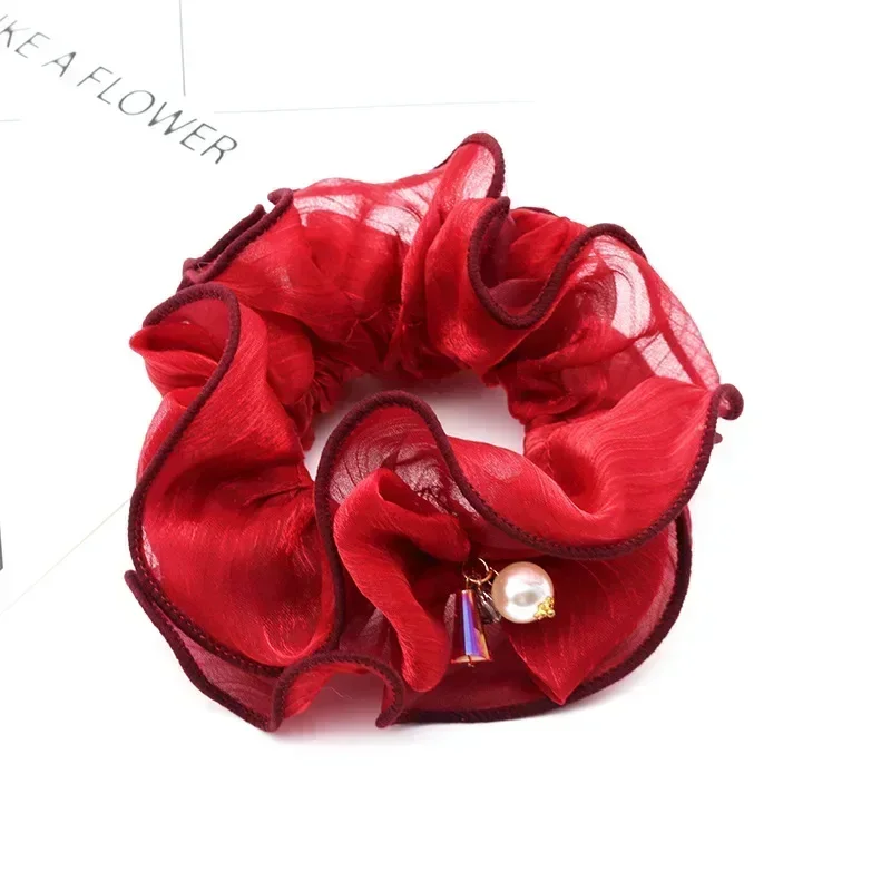 Elegant Pearl Flower Hair Scrunchie - Stylish Korean Hair Accessory