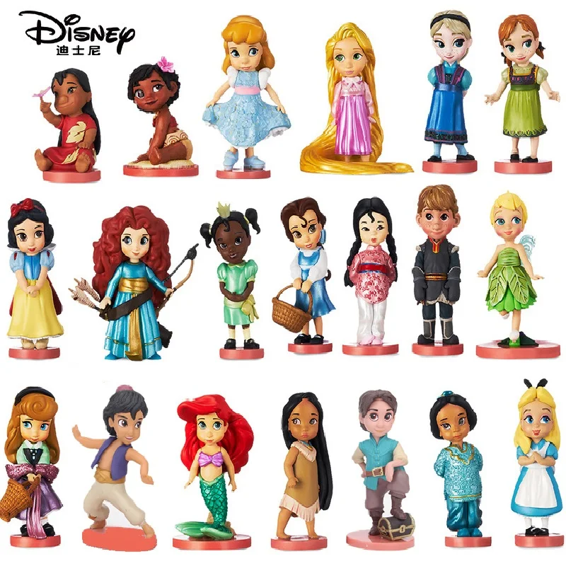 20 Models Disney Princess Action Figures Rapunzel Snow Cinderella White Snow Fairy Rapunzel Dolls Decoration Children Gift Toys