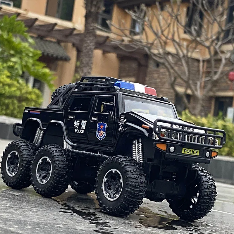 

Коллекция 1/28 года, модель автомобиля Hummer H2 из сплава, литая металлическая игрушка, полицейские внедорожники, модель автомобиля, имитация звука, детские игрушки, подарок