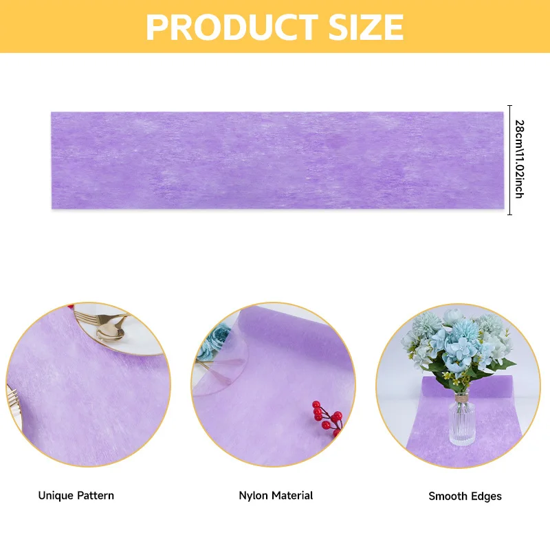 28X500CM Disposable Non-woven Fabric Table Runner ,Candy Color Sheer Dining Table Decoration For Wedding Party Banquet 6