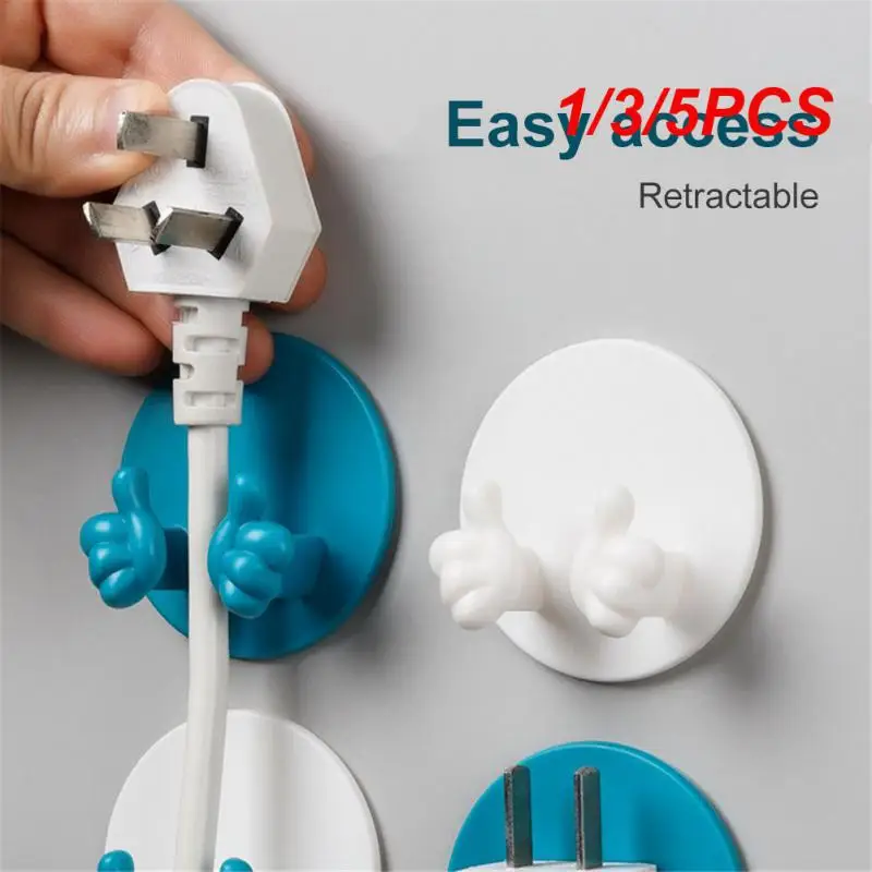 

1/3/5PCS Creative Punch-free Thumb Plug Hook Multi-functional Self-adhesive Data Wire Storage Hook Kitchen Office Data Cable