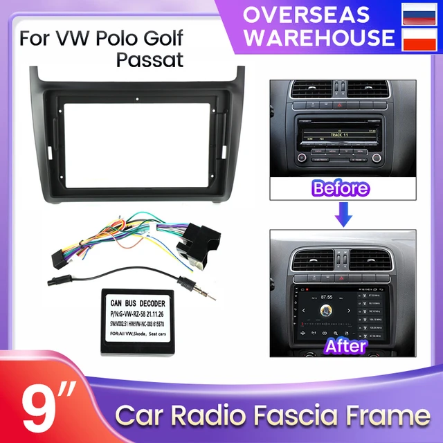 Car Radio Facia for VOLKSWAGEN Polo 2014+ (Glossy Black) DVD Fascia Stereo  CD Panel Dash Kit Plate Frame Bezel Console Cover