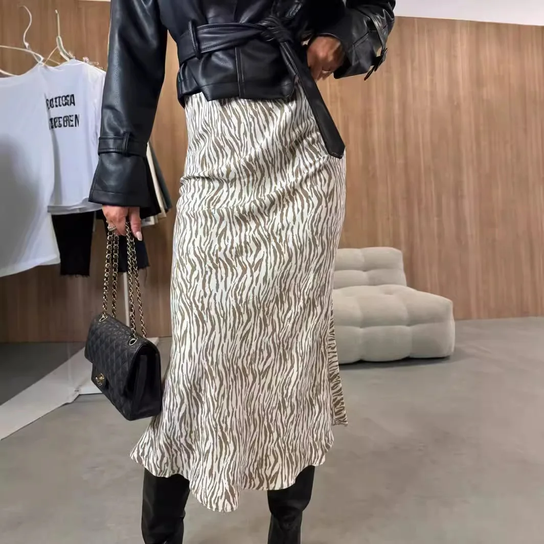 Women Leopard Print Ruffle A Line Party Skirt