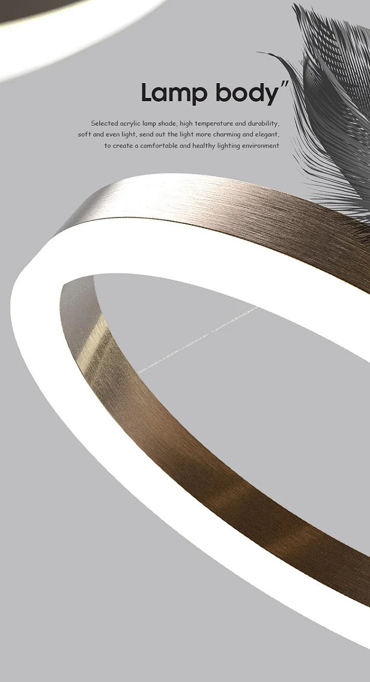 Modern Led Rings Pendant Lamp Circle Ceiling Hanging Chandelier  Living /Dining Room /Staircase  Lamp Home  Lighting Fixture