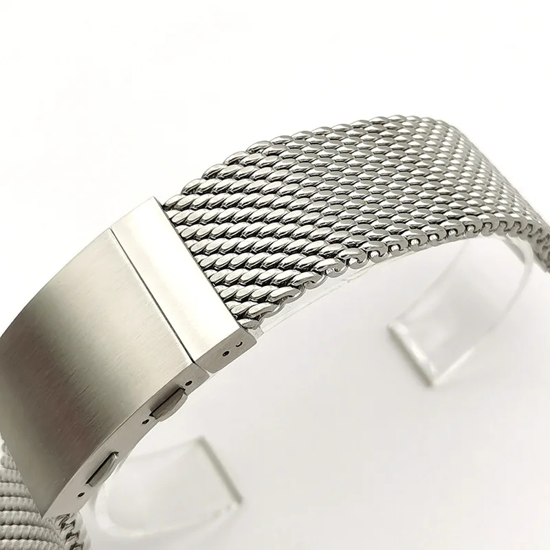 22mm Mailänder Edelstahl Mesh Armband für iwc Omega Seiko Samsung Uhr High-End Metall uhr Armband Falt verschluss – Detail 3