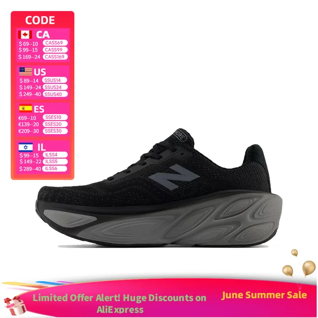 New Balance More v5 Chaussures de course basses noires pour hommes, confortables, minimalistes, respirantes, offrant un soutien pour les courses quotidiennes MMORLK5 1