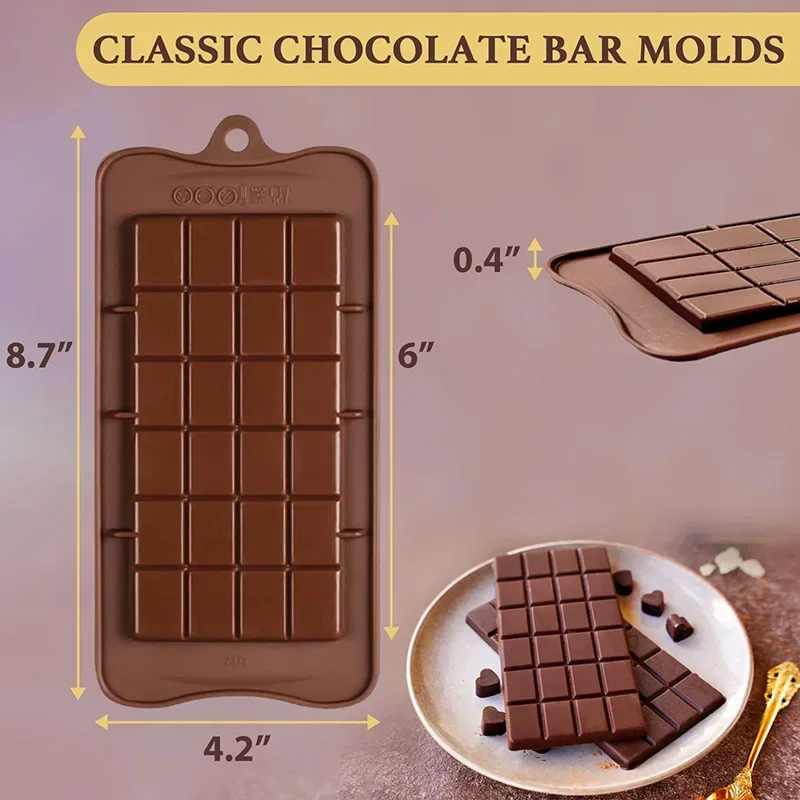 Silicone Non-Stick Chocolate and Fondant Bar Molds - BPA Free for Easy Release and Handmade Gifts