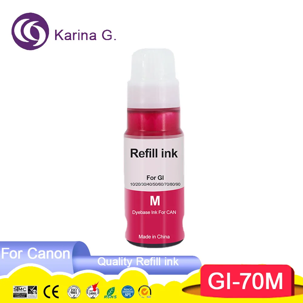 GI-70 GI70 GI 70 Premium Color Compatible Bulk Bottle Water Based Refill Tintas